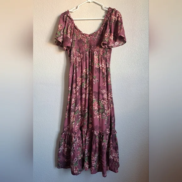 Maurices | Dresses | Maurices Purple Floral Smocked Flutter Sleeve Midi  Dress Size Small | Poshmark